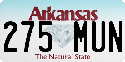 AR license plate 275MUN