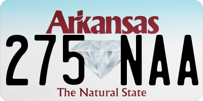 AR license plate 275NAA