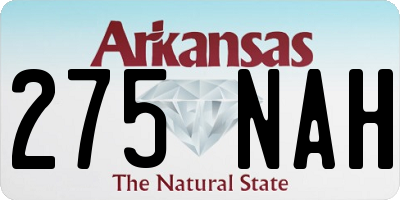 AR license plate 275NAH