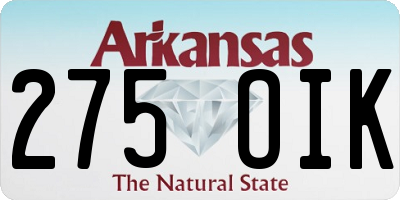AR license plate 275OIK