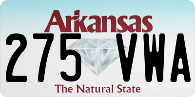 AR license plate 275VWA