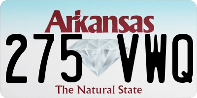 AR license plate 275VWQ