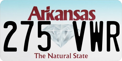 AR license plate 275VWR