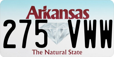 AR license plate 275VWW