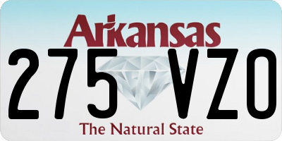 AR license plate 275VZO