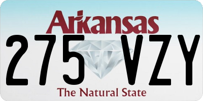 AR license plate 275VZY