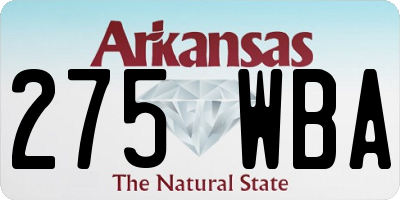 AR license plate 275WBA