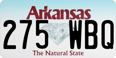AR license plate 275WBQ