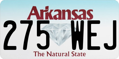 AR license plate 275WEJ