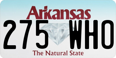 AR license plate 275WHO