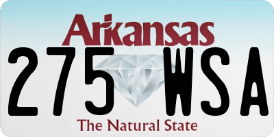 AR license plate 275WSA