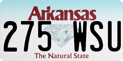 AR license plate 275WSU