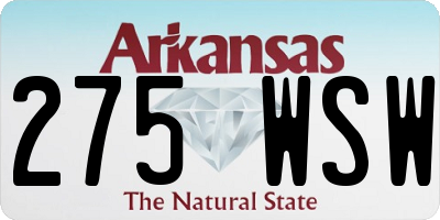 AR license plate 275WSW