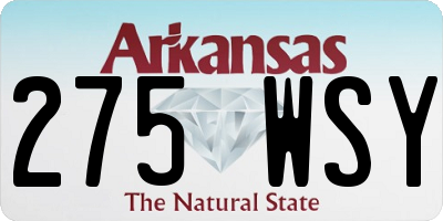 AR license plate 275WSY