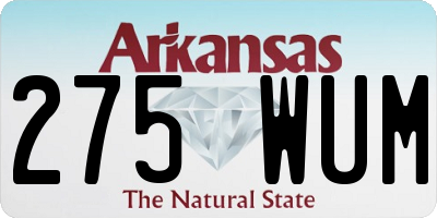 AR license plate 275WUM