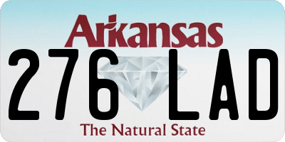 AR license plate 276LAD