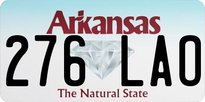 AR license plate 276LAO