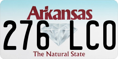 AR license plate 276LCO