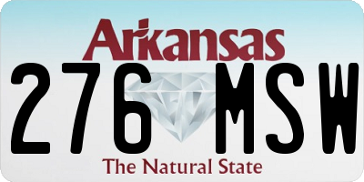 AR license plate 276MSW