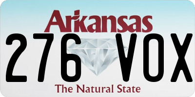 AR license plate 276VOX