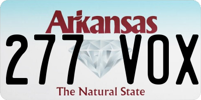 AR license plate 277VOX