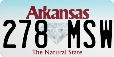 AR license plate 278MSW