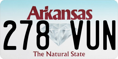 AR license plate 278VUN