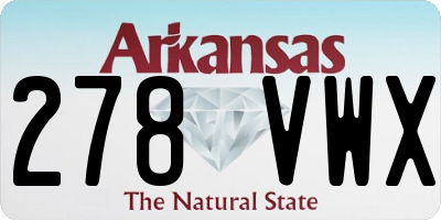 AR license plate 278VWX