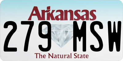 AR license plate 279MSW