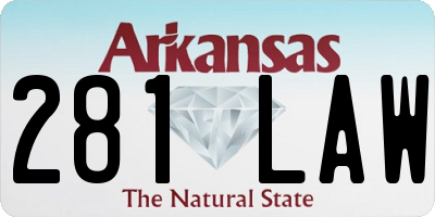 AR license plate 281LAW