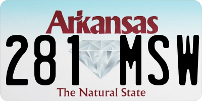 AR license plate 281MSW