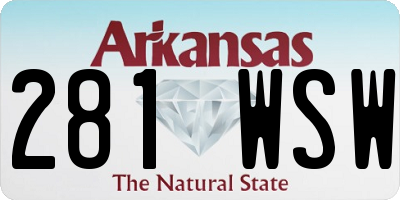 AR license plate 281WSW