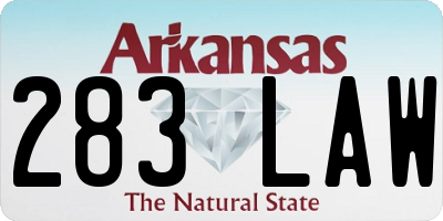 AR license plate 283LAW