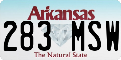 AR license plate 283MSW