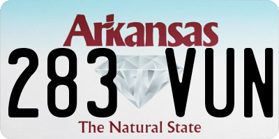 AR license plate 283VUN