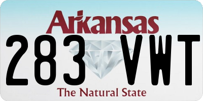 AR license plate 283VWT