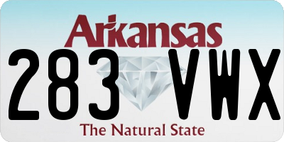 AR license plate 283VWX