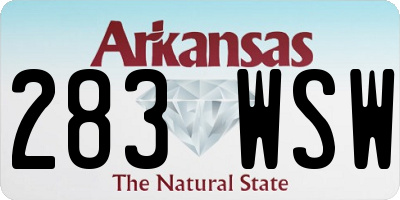 AR license plate 283WSW