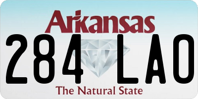 AR license plate 284LAO