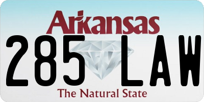 AR license plate 285LAW