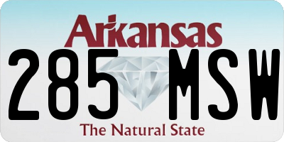 AR license plate 285MSW