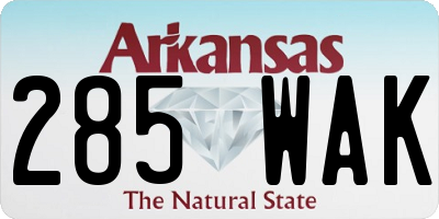 AR license plate 285WAK