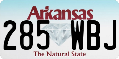 AR license plate 285WBJ