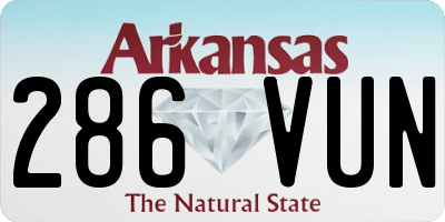 AR license plate 286VUN