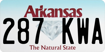 AR license plate 287KWA
