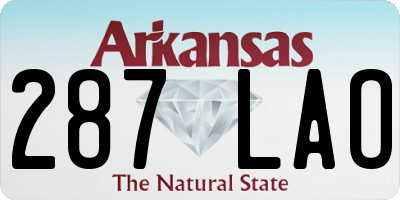 AR license plate 287LAO