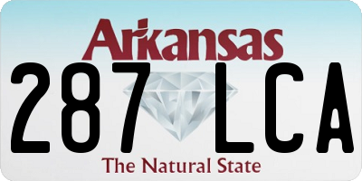 AR license plate 287LCA