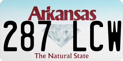 AR license plate 287LCW
