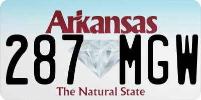 AR license plate 287MGW