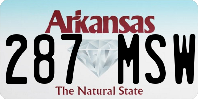 AR license plate 287MSW